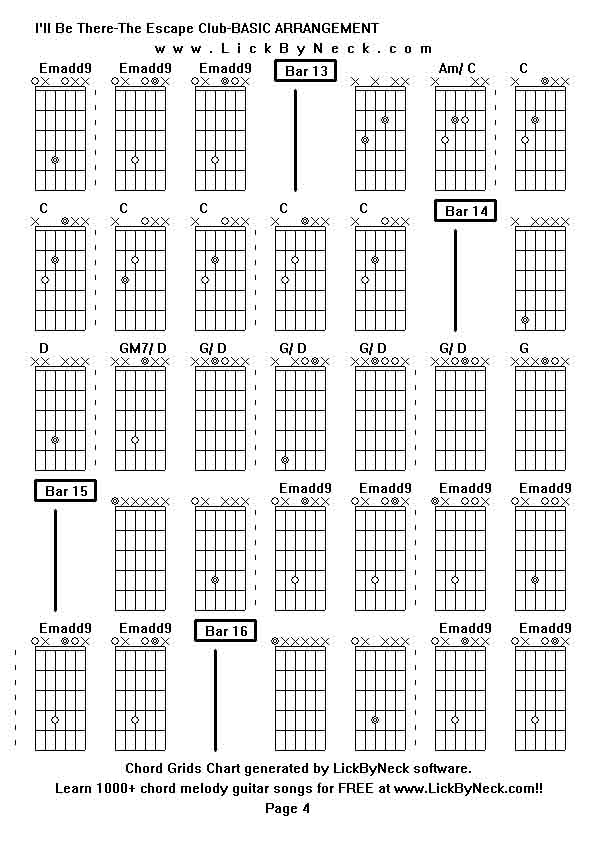 Chord Grids Chart of chord melody fingerstyle guitar song-I'll Be There-The Escape Club-BASIC ARRANGEMENT,generated by LickByNeck software.